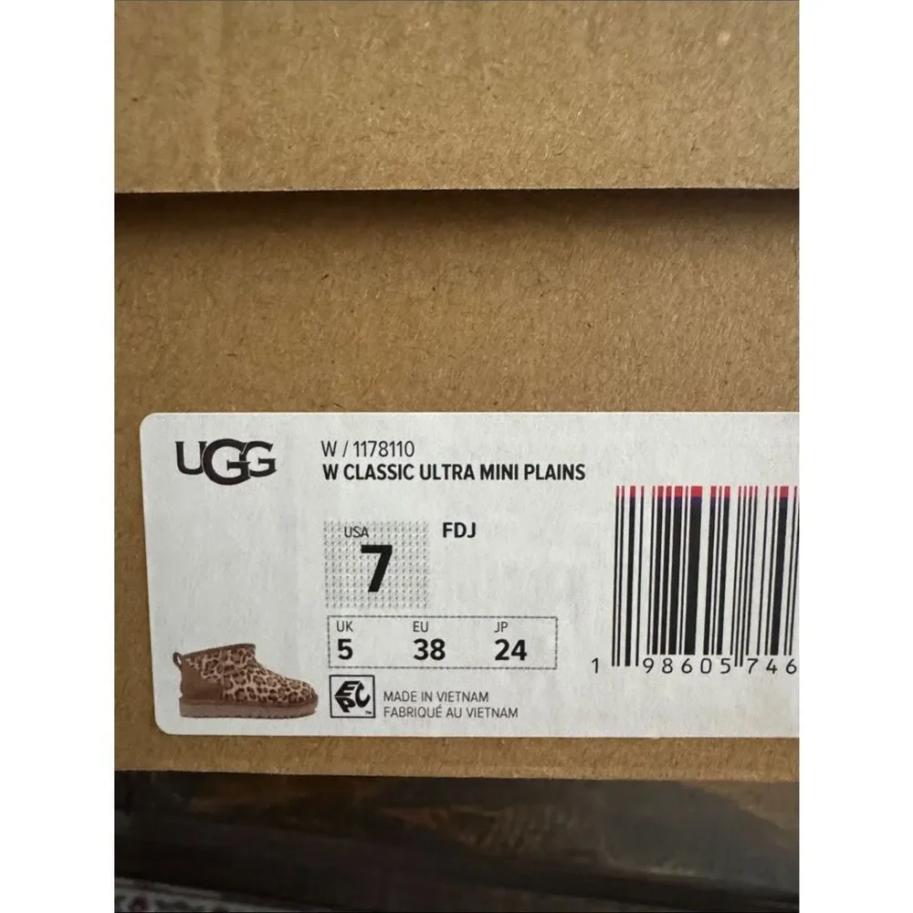 UGG W Classic Ultra Mini Plains Leopard Boot - Brown/Tan